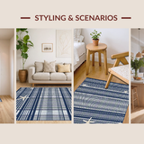 Ultra Soft Area Rug, Non Slip, Stain Resistant, Washable Area Rugs for Living Room, Bedroom, Artful Coastal Themed Composition(Blue)