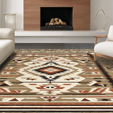 Ultra Soft Area Rug, Non Slip, Stain Resistant, Washable Area Rugs for Living Room, Bedroom, Geometric Earth Tone Mosaic(Brown)