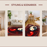 Ultra Soft Area Rug, Non Slip, Stain Resistant, Washable Area Rugs for Living Room, Bedroom, Chinese Ba-gua Living Room Non-Slip Carpet(Red)