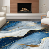 Ultra Soft Area Rug, Non Slip, Stain Resistant, Washable Area Rugs for Living Room, Bedroom, Trendy Minimalist Marble Effect(Blue)