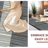 Ultra Soft Area Rug, Non Slip, Stain Resistant, Washable Area Rugs for Living Room, Bedroom, Classic Striped Area Rug(Black)