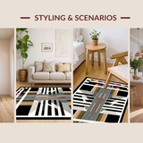 Ultra Soft Area Rug, Non Slip, Stain Resistant, Washable Area Rugs for Living Room, Bedroom, Sleek Abstract Zebra Textures(Black)