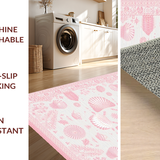 Ultra Soft Area Rug, Non Slip, Stain Resistant, Washable Area Rugs for Living Room, Bedroom, Vibrant Coral Seaside Charm(Pink)