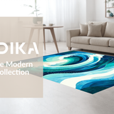 Ultra Soft Area Rug, Non Slip, Stain Resistant, Washable Area Rugs for Living Room, Bedroom, Serene Oceanic Flow Design(Blue)