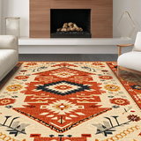 Ultra Soft Area Rug, Non Slip, Stain Resistant, Washable Area Rugs for Living Room, Bedroom, Chic Colorful Geometric Arrangement(Orange)