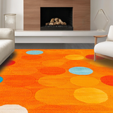 Ultra Soft Area Rug, Non Slip, Stain Resistant, Washable Area Rugs for Living Room, Bedroom, Playful Circular Educational Aesthetic(Orange)