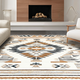 Ultra Soft Area Rug, Non Slip, Stain Resistant, Washable Area Rugs for Living Room, Bedroom, Lively Geometric Fusion Artwork(Beige)