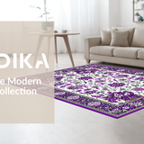 Ultra Soft Area Rug, Non Slip, Stain Resistant, Washable Area Rugs for Living Room, Bedroom, Charming Vintage-inspired Flower Motif(Purple)