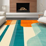 Ultra Soft Area Rug, Non Slip, Stain Resistant, Washable Area Rugs for Living Room, Bedroom, Abstract Mid Century Vibes(Orange)