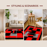 Ultra Soft Area Rug, Non Slip, Stain Resistant, Washable Area Rugs for Living Room, Bedroom, Vibrant Geometric Music Icons(Red)