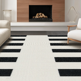 Ultra Soft Area Rug, Non Slip, Stain Resistant, Washable Area Rugs for Living Room, Bedroom, Scandinavian Soft Stripe Ensemble(Beige)