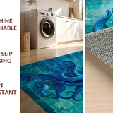 Ultra Soft Area Rug, Non Slip, Stain Resistant, Washable Area Rugs for Living Room, Bedroom, Octopus Tentacle Art Rug - Blue Digital Print(Blue)