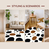 Ultra Soft Area Rug, Non Slip, Stain Resistant, Washable Area Rugs for Living Room, Bedroom, Stylish Vintage Cow Pattern(White)