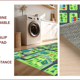 Ultra Soft Area Rug, Non Slip, Stain Resistant, Washable Area Rugs for Living Room, Bedroom, Interactive Cityscape Playmat Design(Black)