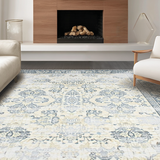 Ultra Soft Area Rug, Non Slip, Stain Resistant, Washable Area Rugs for Living Room, Bedroom, Rustic Two-Toned Botanical Style(Beige)