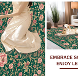 Ultra Soft Area Rug, Non Slip, Stain Resistant, Washable Area Rugs for Living Room, Bedroom, Classic Vintage Floral Composition(Green)
