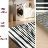 Ultra Soft Area Rug, Non Slip, Stain Resistant, Washable Area Rugs for Living Room, Bedroom, Classic Striped Harmony Rug Featuring Graphic Bands and Crisp Edge Detailing(Black)
