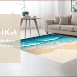 Ultra Soft Area Rug, Non Slip, Stain Resistant, Washable Area Rugs for Living Room, Bedroom, Ocean Wave Polyester Dorm Room Floor Mat(Blue)