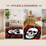 Ultra Soft Area Rug, Non Slip, Stain Resistant, Washable Area Rugs for Living Room, Bedroom, Striking Dark Floral Aesthetic(Red)