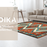 Ultra Soft Area Rug, Non Slip, Stain Resistant, Washable Area Rugs for Living Room, Bedroom, Elegant Vibrant Diamond Elements(Red)