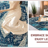 Ultra Soft Area Rug, Non Slip, Stain Resistant, Washable Area Rugs for Living Room, Bedroom, Chic Lattice Pattern in Blue Tones(Blue)