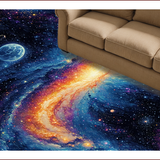 Ultra Soft Area Rug, Non Slip, Stain Resistant, Washable Area Rugs for Living Room, Bedroom, Galaxy Planet Earth(Blue)