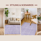 Ultra Soft Area Rug, Non Slip, Stain Resistant, Washable Area Rugs for Living Room, Bedroom, Elegant Lavender Geometric Motif(Purple)
