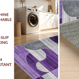 Ultra Soft Area Rug, Non Slip, Stain Resistant, Washable Area Rugs for Living Room, Bedroom, Contemporary Silver Grey Pattern(Purple)