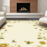 Ultra Soft Area Rug, Non Slip, Stain Resistant, Washable Area Rugs for Living Room, Bedroom, Delicate Insect Floral Harmony(Beige)
