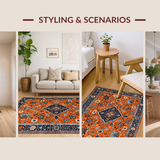 Ultra Soft Area Rug, Non Slip, Stain Resistant, Washable Area Rugs for Living Room, Bedroom, Bold Mediterranean Abstract Aesthetic(Orange)