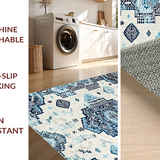 Elegant Ivory Blue Abstract Design(Beige)