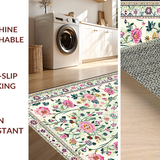 Ultra Soft Area Rug, Non Slip, Stain Resistant, Washable Area Rugs for Living Room, Bedroom, Lively Earth Tone Floral Accents(Ivory)
