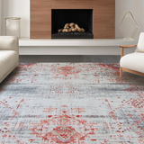 Ultra Soft Area Rug, Non Slip, Stain Resistant, Washable Area Rugs for Living Room, Bedroom, Contemporary Distressed Color Fusion(Red)