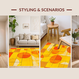 Ultra Soft Area Rug, Non Slip, Stain Resistant, Washable Area Rugs for Living Room, Bedroom, Lively Retro Symmetrical Design(Yellow)