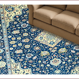 Ultra Soft Area Rug, Non Slip, Stain Resistant, Washable Area Rugs for Living Room, Bedroom, Elegant Distressed Floral Medallion(Blue)