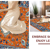 Ultra Soft Area Rug, Non Slip, Stain Resistant, Washable Area Rugs for Living Room, Bedroom, Artful Floral Circular Arrangement(Orange)