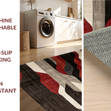 Ultra Soft Area Rug, Non Slip, Stain Resistant, Washable Area Rugs for Living Room, Bedroom, Elegant Natural Patterned Appeal(Red)