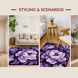 Ultra Soft Area Rug, Non Slip, Stain Resistant, Washable Area Rugs for Living Room, Bedroom, Rustic Purple Blossom Pattern(Purple)