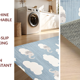 Ultra Soft Area Rug, Non Slip, Stain Resistant, Washable Area Rugs for Living Room, Bedroom, Charming Animal Motif in Grey(Blue)