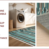 Ultra Soft Area Rug, Non Slip, Stain Resistant, Washable Area Rugs for Living Room, Bedroom, Rustic Earthy Floral Motif(Blue)