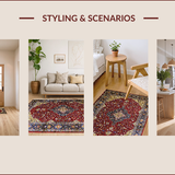 Ultra Soft Area Rug, Non Slip, Stain Resistant, Washable Area Rugs for Living Room, Bedroom, Luxurious Traditional Medallion Aesthetic(Red)
