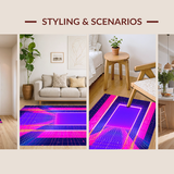 Ultra Soft Area Rug, Non Slip, Stain Resistant, Washable Area Rugs for Living Room, Bedroom, Retro Futuristic Colorful Composition(Purple)