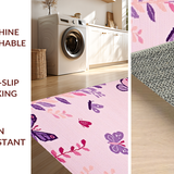 Ultra Soft Area Rug, Non Slip, Stain Resistant, Washable Area Rugs for Living Room, Bedroom, Playful Pastel Butterfly Aesthetic(Pink)