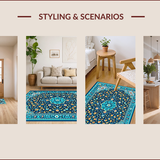 Ultra Soft Area Rug, Non Slip, Stain Resistant, Washable Area Rugs for Living Room, Bedroom, Distressed Blue Vintage Living Room Non-Slip Carpet(Blue)