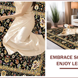 Ultra Soft Area Rug, Non Slip, Stain Resistant, Washable Area Rugs for Living Room, Bedroom, Elegant Earthy Botanical Motif(Black)