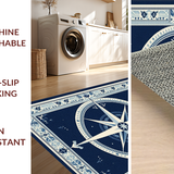 Ultra Soft Area Rug, Non Slip, Stain Resistant, Washable Area Rugs for Living Room, Bedroom, Coastal Nautical Compass Aesthetic(Blue)