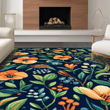 Ultra Soft Area Rug, Non Slip, Stain Resistant, Washable Area Rugs for Living Room, Bedroom, Elegant Insect Botanical Arrangement(Black)