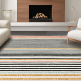 Ultra Soft Area Rug, Non Slip, Stain Resistant, Washable Area Rugs for Living Room, Bedroom, Black and White Striped Machine Washable(Black)