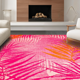 Ultra Soft Area Rug, Non Slip, Stain Resistant, Washable Area Rugs for Living Room, Bedroom, Chic Soft Tropical Motif(Pink)