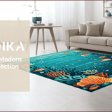 Ultra Soft Area Rug, Non Slip, Stain Resistant, Washable Area Rugs for Living Room, Bedroom, Colorful Nautical Fantasy Design(Blue)